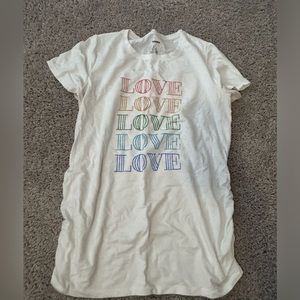 Maternity love white short sleeve shirt